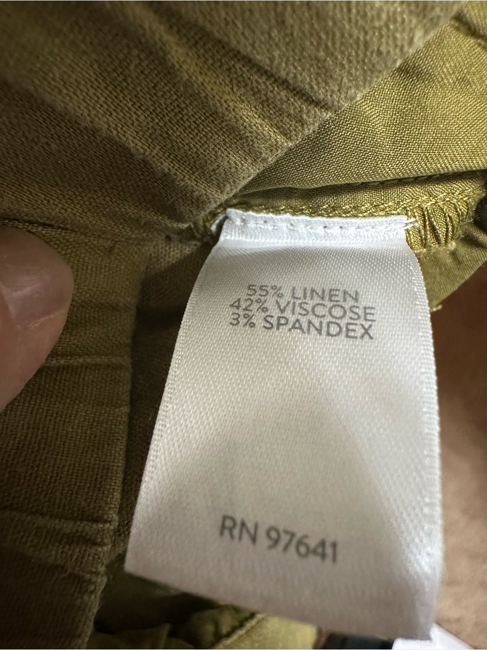 J.Jill Wide Leg Linen Pants Size Large Olive Gold Elastic Waist Cropped - Picture 4 of 6